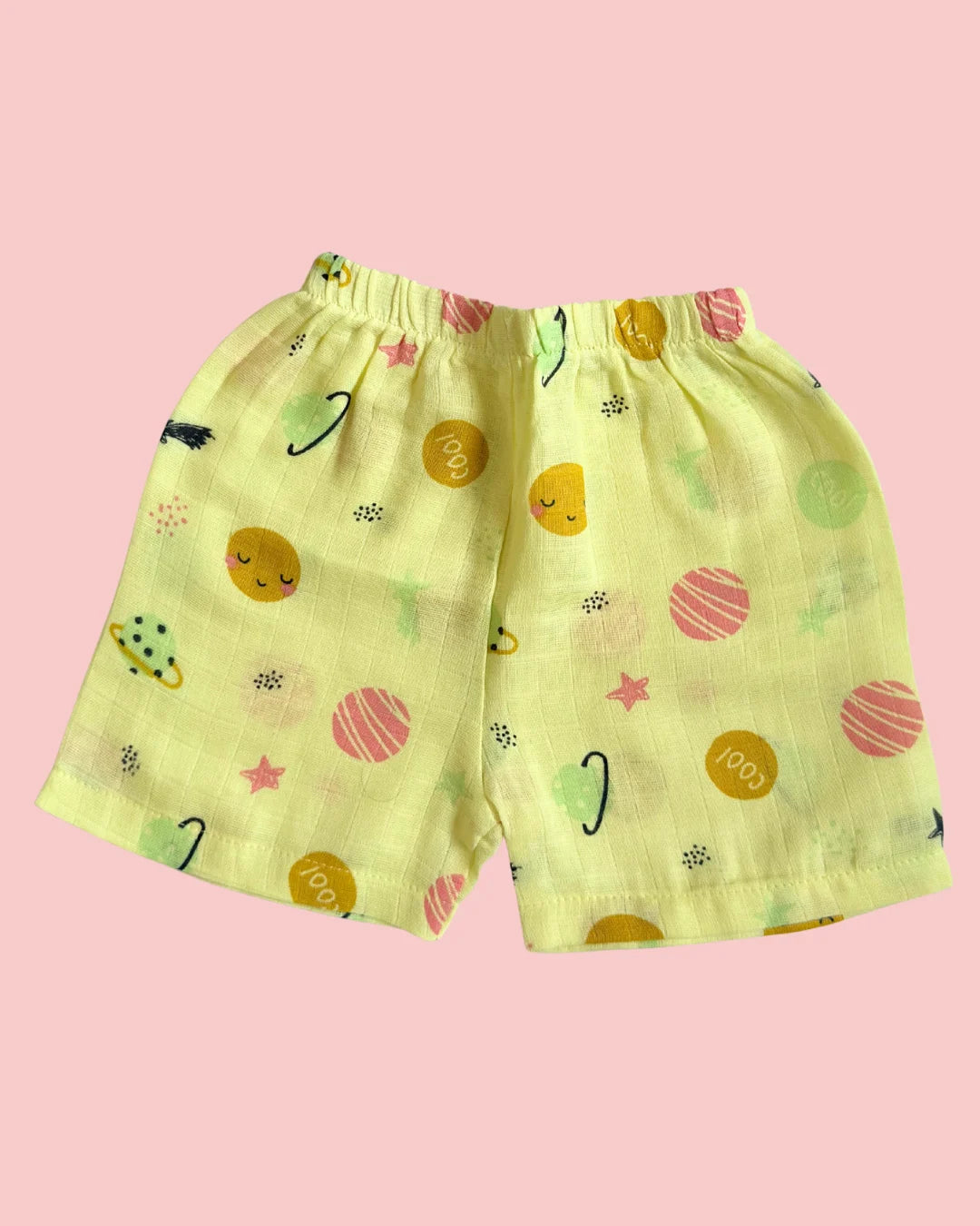 Muslin Cotton Jabla & Shorts Set – Space Print | Premium Baby Co-ord Set