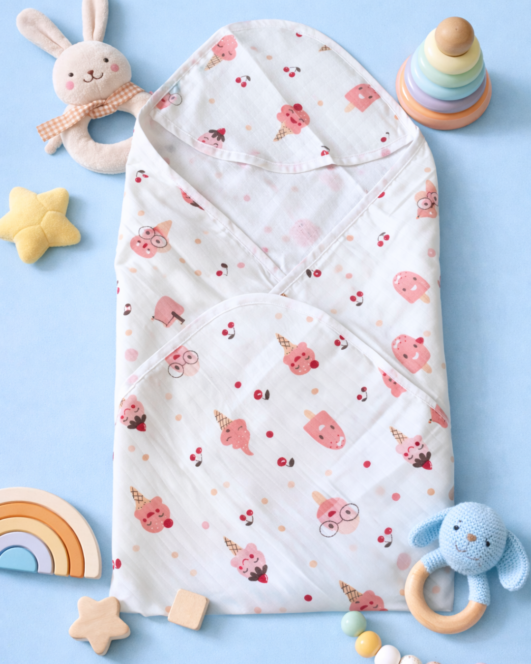Muslin Cotton Baby Hooded Towel - Pack of 2