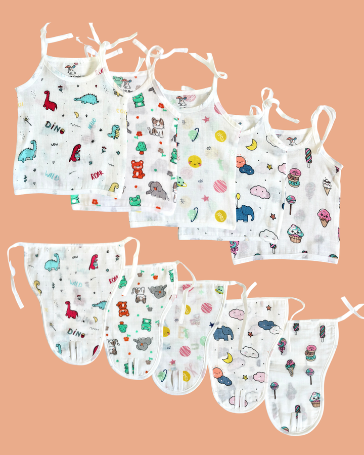 Muslin cotton jabla and nappy for babies