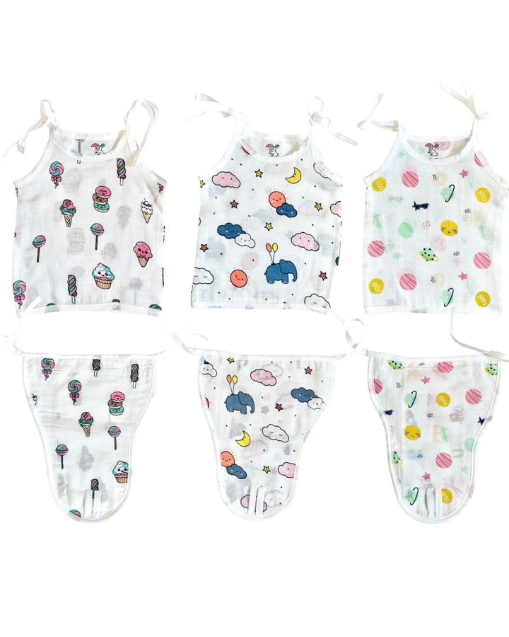 muslin cotton knot jabla and nappy set for babies