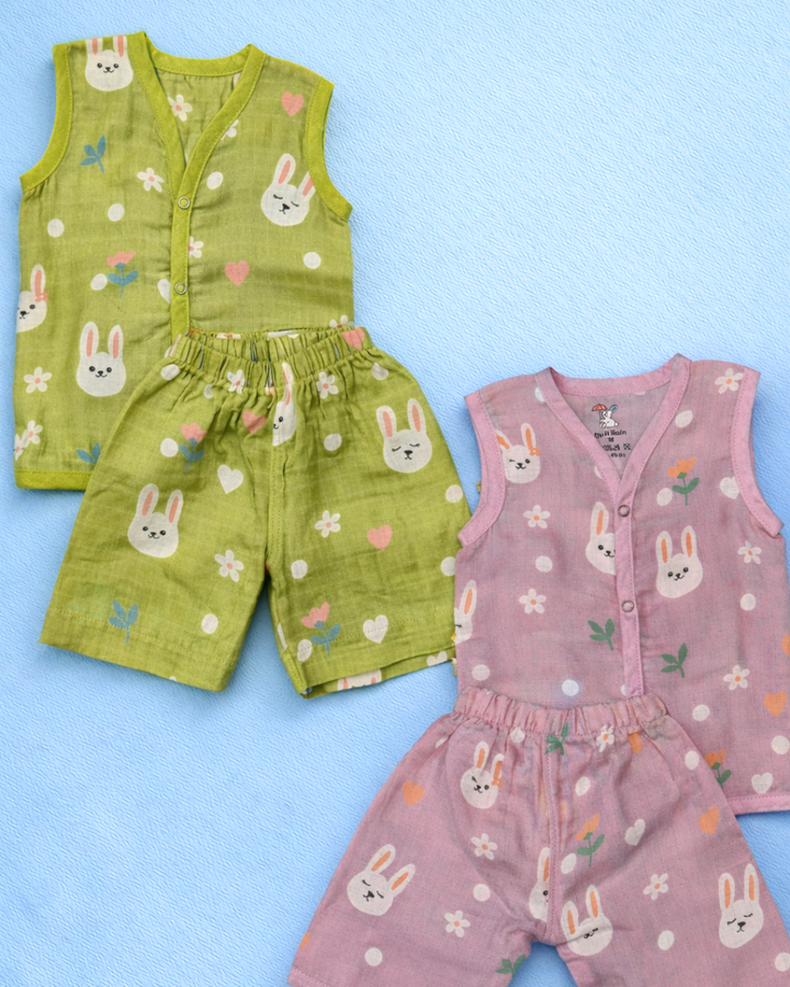 muslin cotton shirt and short set for new born babies