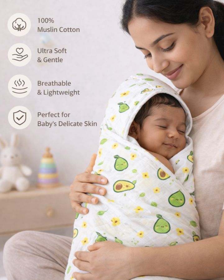Muslin Cotton Baby Hooded Towel - Pack of 2