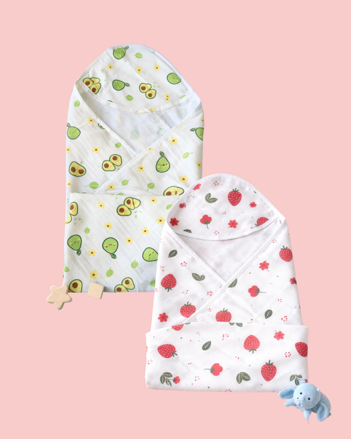 Muslin Cotton Baby Hooded Towel - Pack of 2