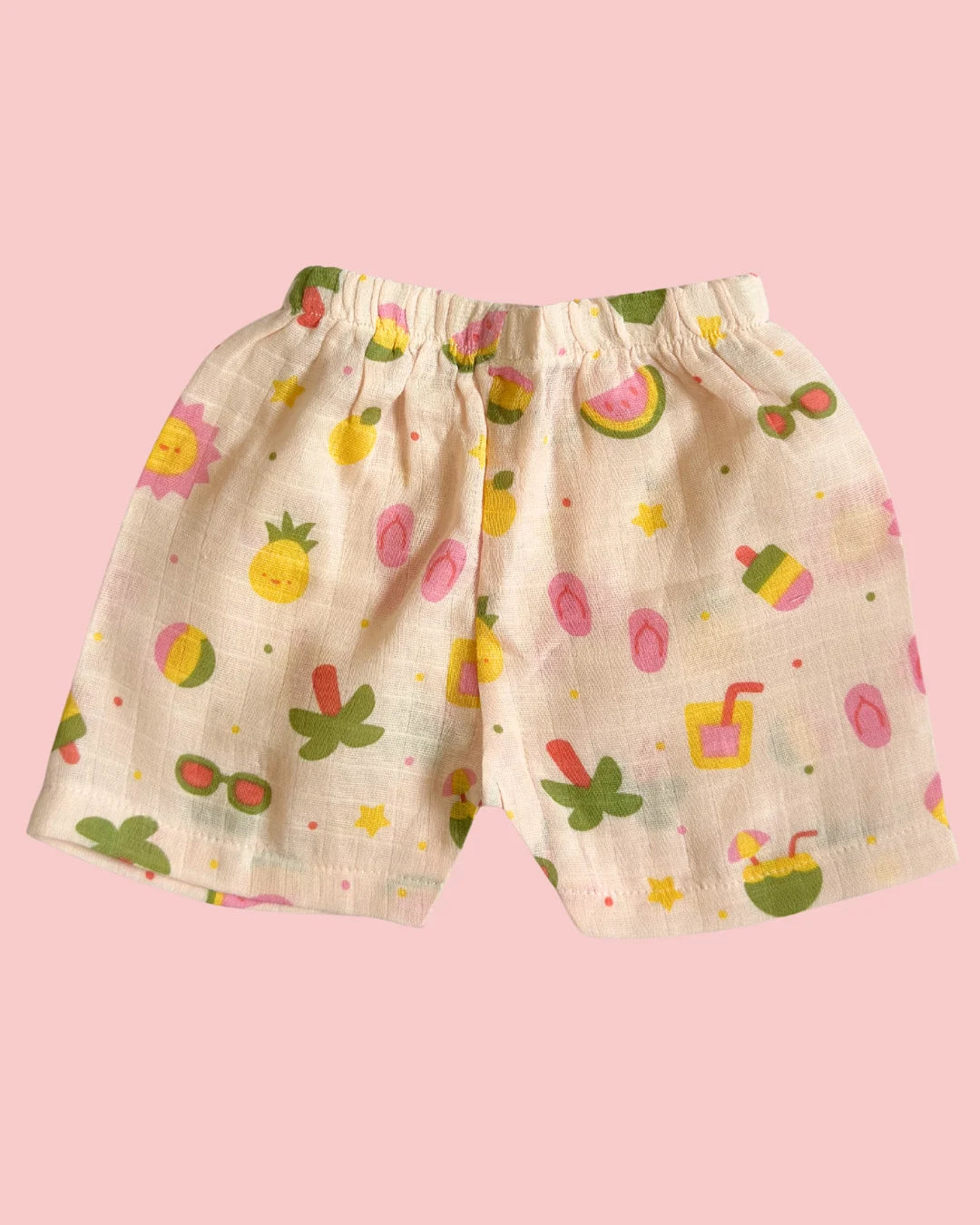 Muslin Cotton Jabla & Shorts Set – Tropical Summer Print | Premium Baby Co-ord Set