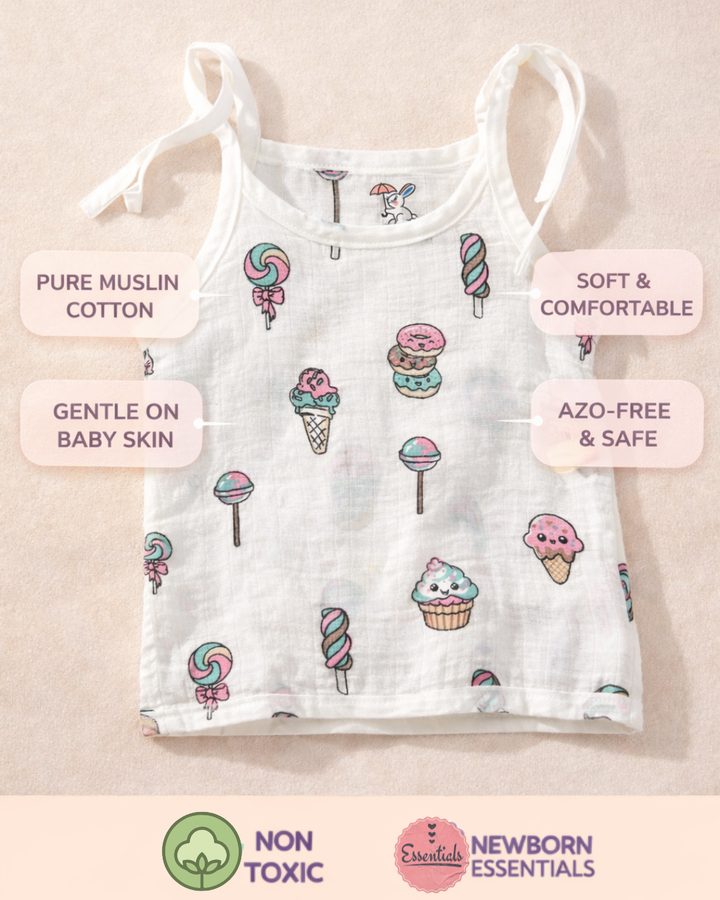 100% Muslin Cotton Knot Jabla & Nappy Set - Candy Treat