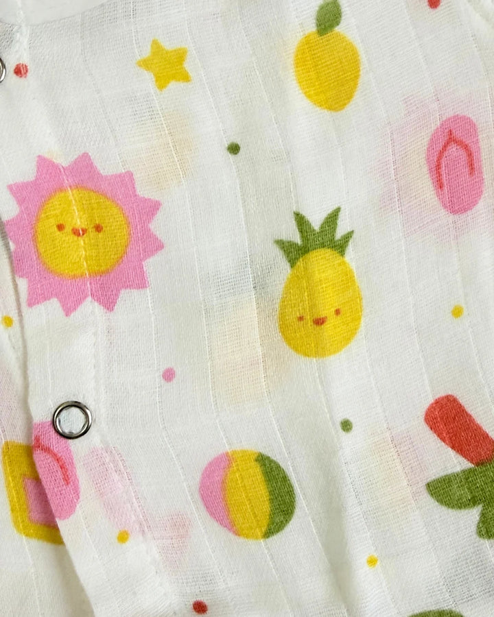 Frill Frock – 100% Premium Muslin Cotton – Tropical Fun Print