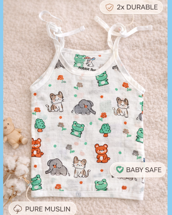 Premium Muslin Cotton Knot Jabla & Nappy Set - Little Forest