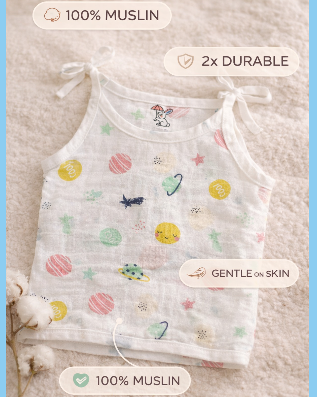 Premium Muslin Cotton Knot Jabla & Nappy Set - Little Galaxy
