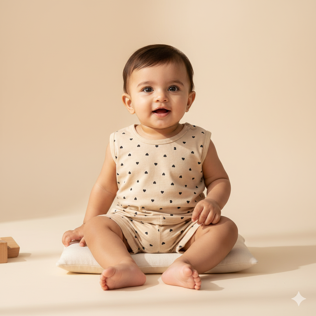 Unisex Sleeveless Co-ord Set –Black Heart | 100% Premium Cotton