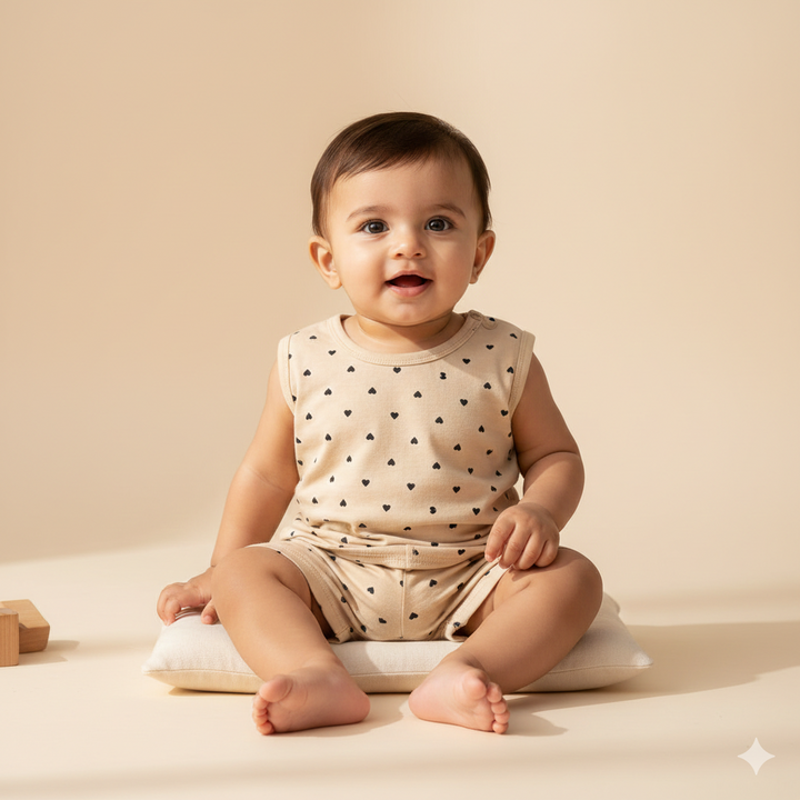 Unisex Sleeveless Co-ord Set –Black Heart | 100% Premium Cotton