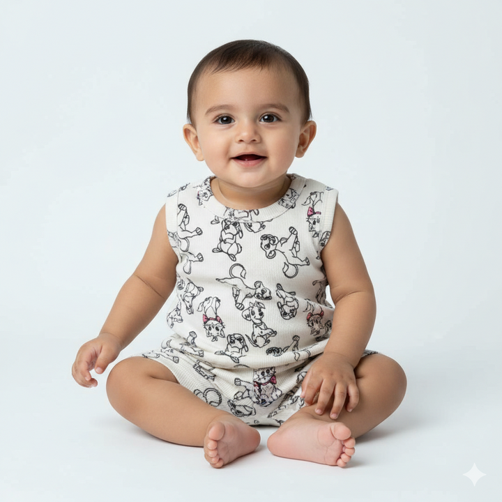 Unisex Sleeveless Co-ord Set – Puppy| 100% Premium Cotton