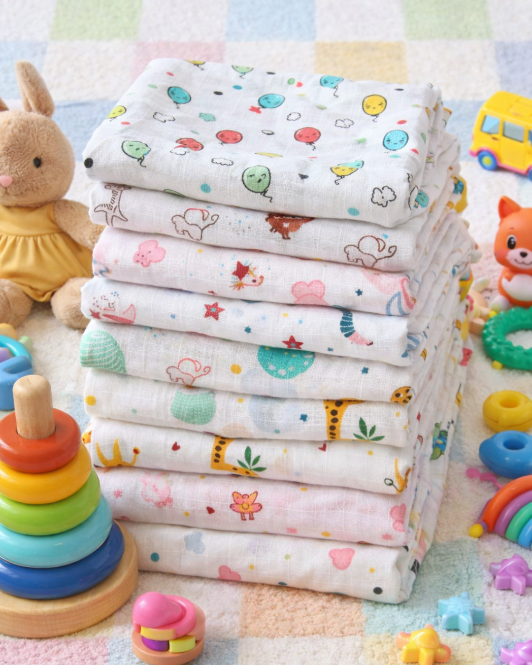 Baby Bath Muslin Towel Cum Blanket -  Pack of 2