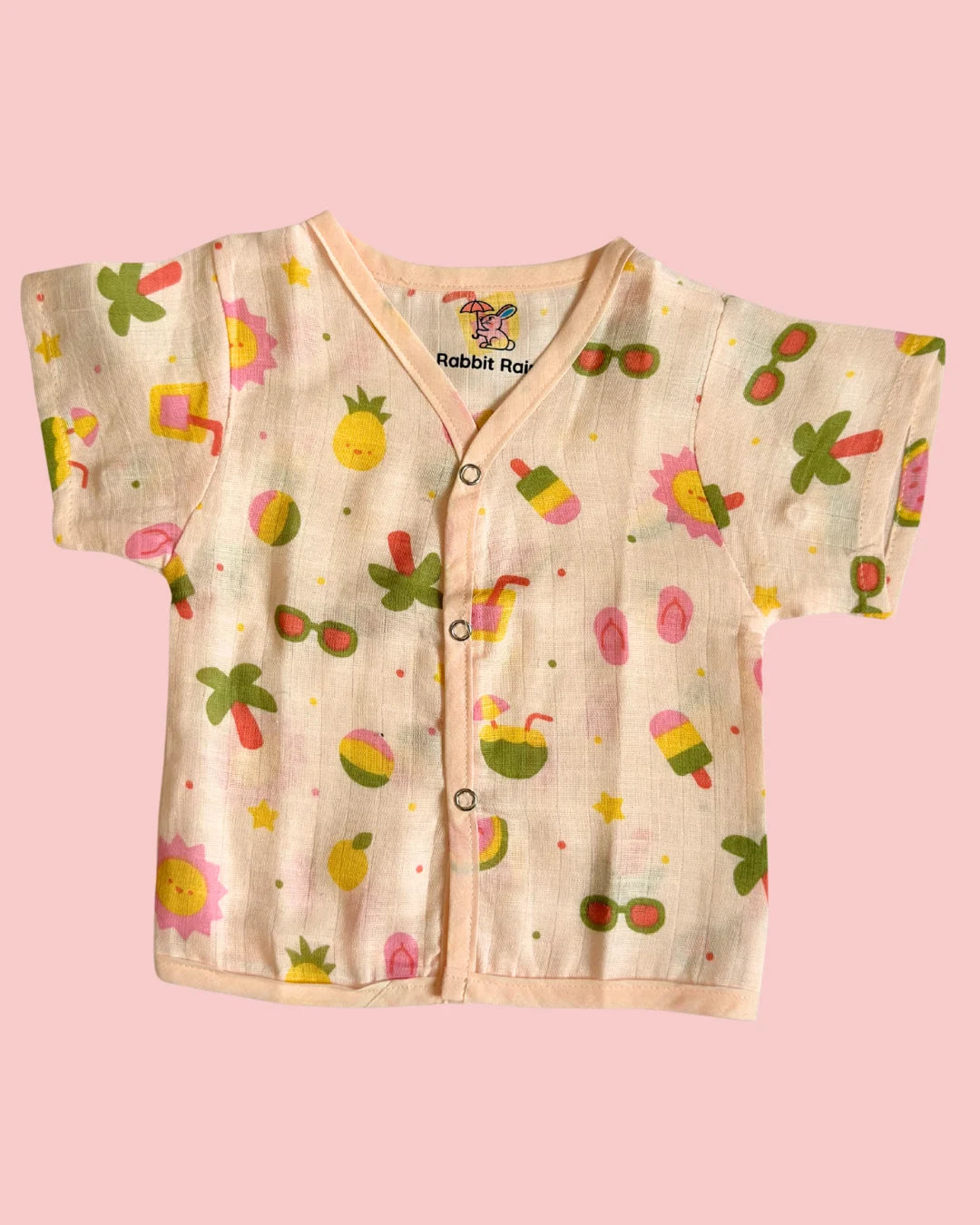 Muslin Cotton Jabla & Shorts Set – Tropical Summer Print | Premium Baby Co-ord Set