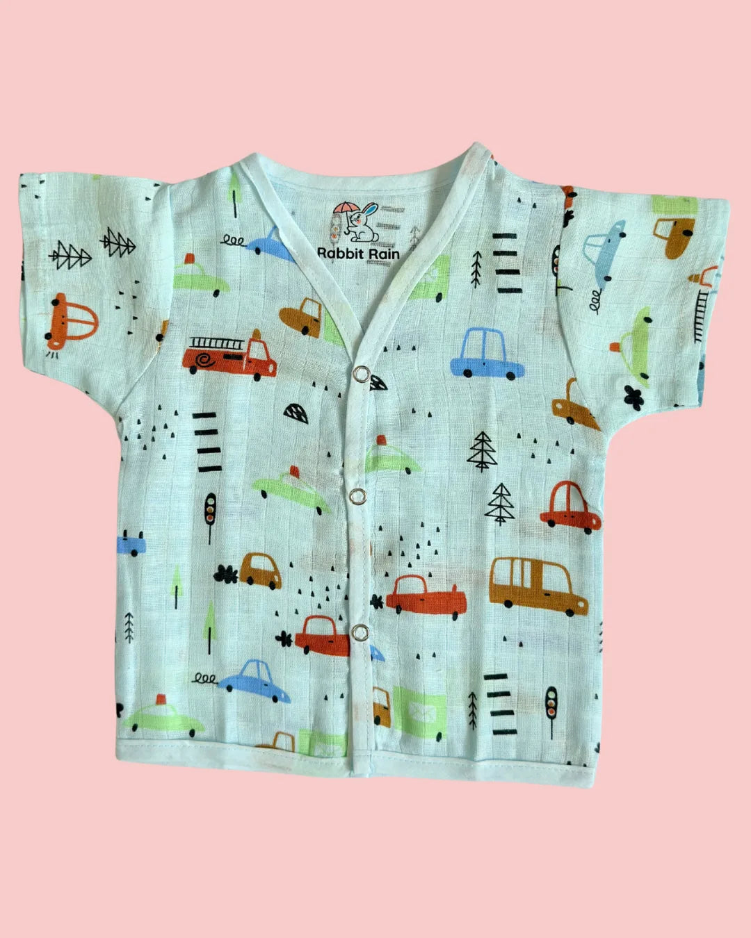 Muslin Cotton Jabla & Shorts Set – Little Cars Print | Premium Baby Co-ord Set